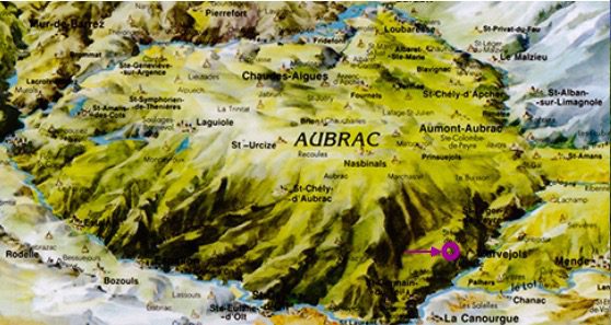 Gîtes Altobraco - carte du plateau d'Aubrac en 3D