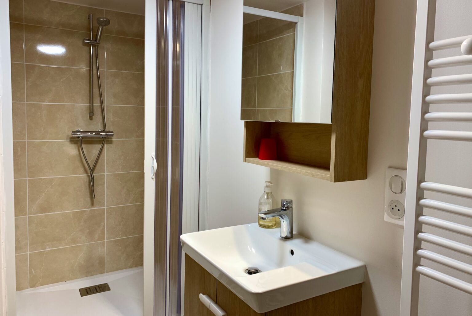 Gîtes Altobraco - La Grange : salle d'eau avec douche et wc